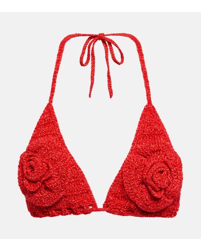 Magda Butrym Haut de bikini en coton melange - Rouge