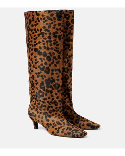 Totême Wide Shaft Calf Hair Knee-high Boots - Brown