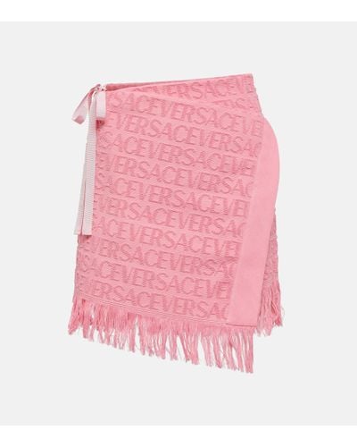 Versace X Dua Lipa Logo Cotton Terry Wrap Skirt - Pink