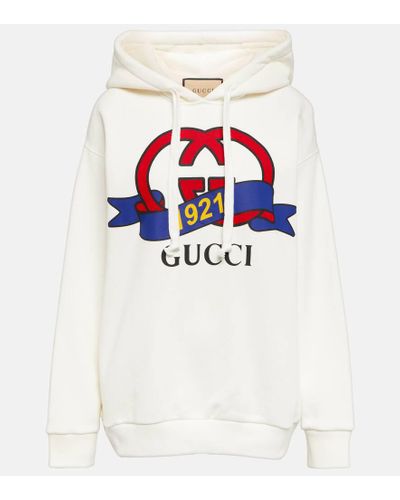 Gucci Felpa Con Stampa 1921 E Incrocio GG - Bianco