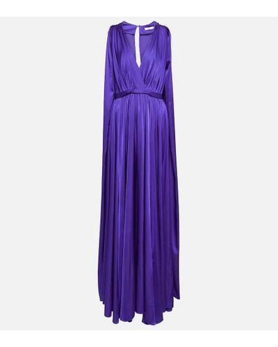 Safiyaa Bridal Chiffon Cape Gown - Purple