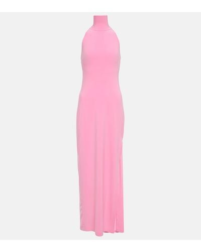 Norma Kamali Halterneck Jersey Maxi Dress - Pink