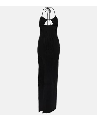 Off-White c/o Virgil Abloh Cutout Ribbed-knit Gown - Black