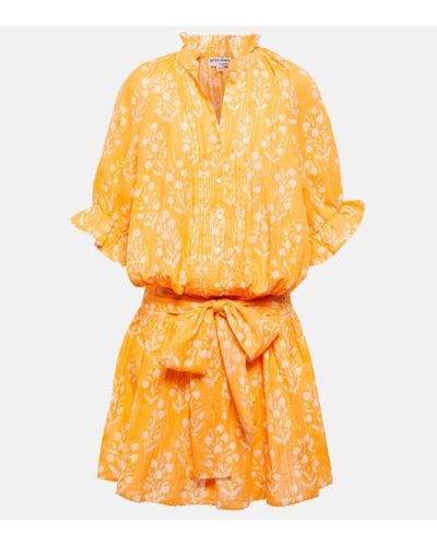 Juliet Dunn Floral Cotton-blend Shirt Dress - Yellow