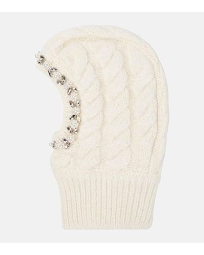 Simone Rocha Knitted Alpaca-blend Embellished Hat - White