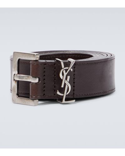 Saint Laurent Cassandre Leather Belt - Metallic