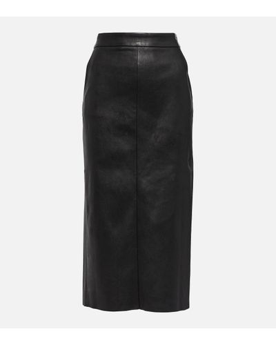 Stouls Taylor Leather Midi Skirt - Black