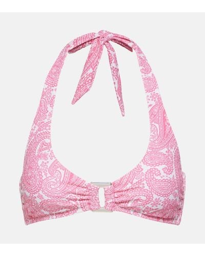 Heidi Klein Ischia Printed Halterneck Bikini Top - Pink