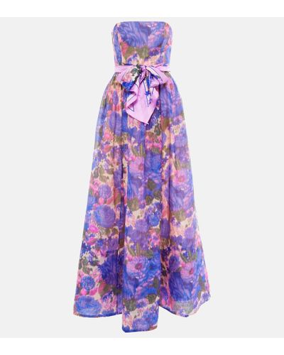Zimmermann High Tide Floral Linen Maxi-dress - Purple