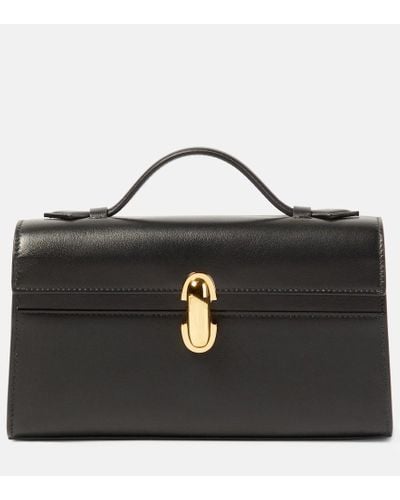 SAVETTE Symmetry Pochette Leather Tote Bag - Black
