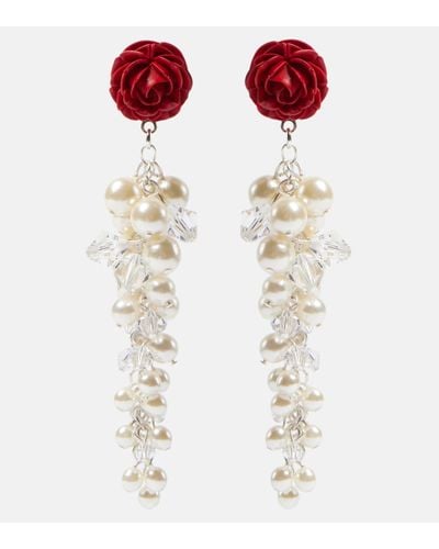 Magda Butrym Rosedrop Embellished Sterling Silver Drop Earrings - Red