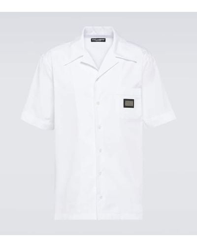 Dolce & Gabbana Camisa de algodon con logo - Blanco