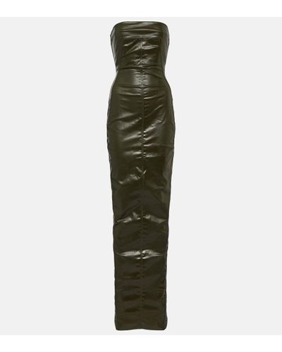 Rick Owens Abito Strapless Coated-denim Gown - Green