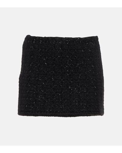 Valentino Mini-jupe en tweed metallise - Noir