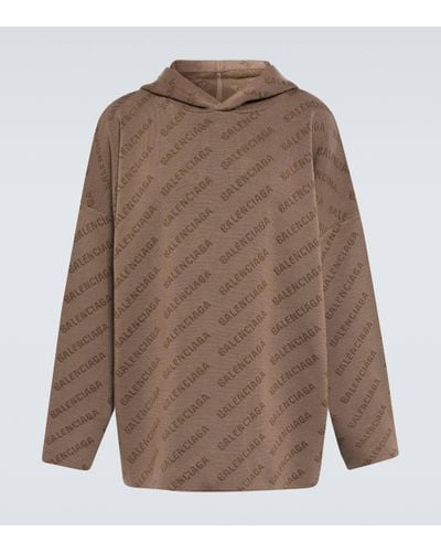 Balenciaga Sweat-shirt a capuche en soie melangee - Marron