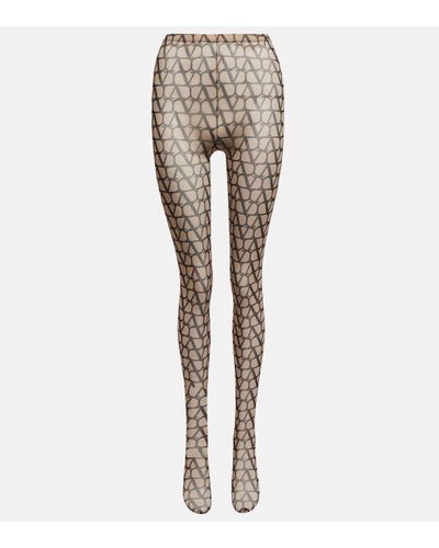 Valentino Logo Tights - Grey