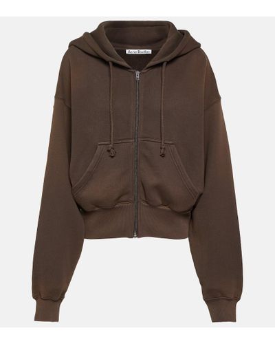 Acne Studios Zipped Cotton Fleece Hoodie - Brown