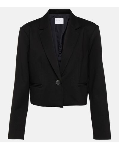 Velvet Anya Cropped Blazer - Black