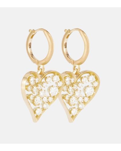 Jade Trau Boucles d'oreilles Margot Heart en or 18 ct et diamants - Métallisé