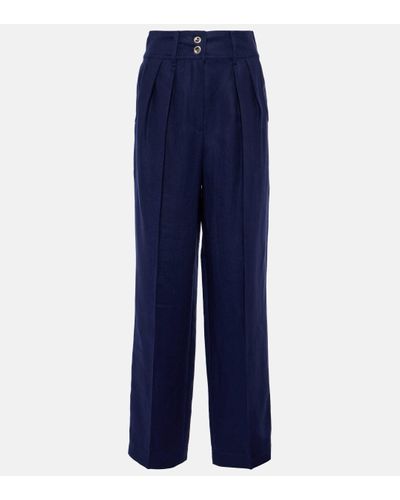 Loro Piana Linen Wide-leg Trousers - Blue