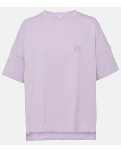 Loewe Anagram-embroidered Boxy-fit Cotton-jersey T-shirt X - Purple