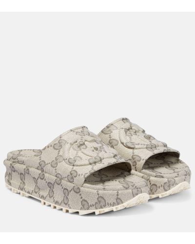 Gucci Slide Sandal With Interlocking G - Gray