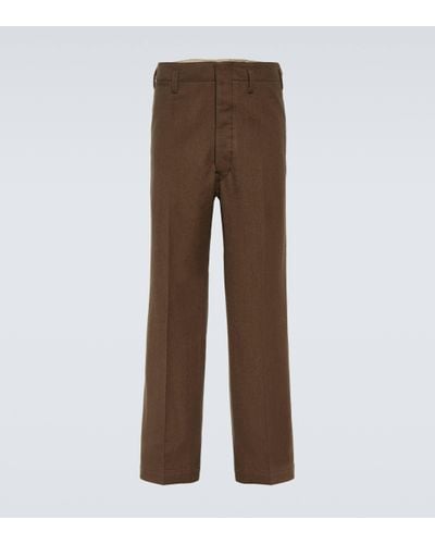 Lemaire Maxi Cotton And Wool Chinos - Brown