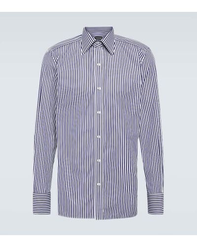 Tom Ford Camisa de algodon a rayas - Azul