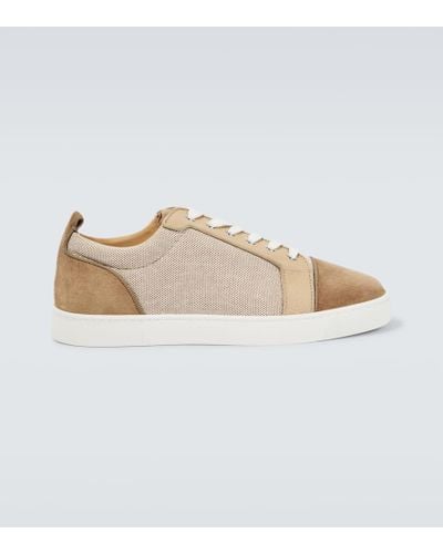 Christian Louboutin Louis Junior Orlato Suede And Cotton Low-top Sneakers - Brown