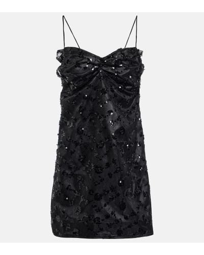 Ganni Sequined Lace Minidress - Black
