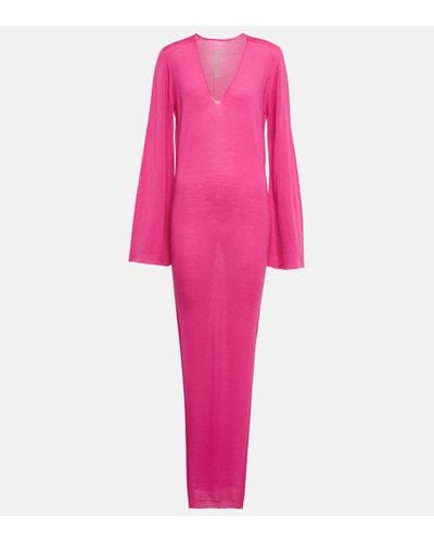 Rick Owens Virgin Wool Maxi Dress - Pink
