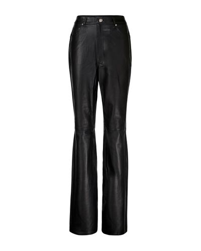 GRLFRND Mila High-rise Leather Straight Trousers - Black