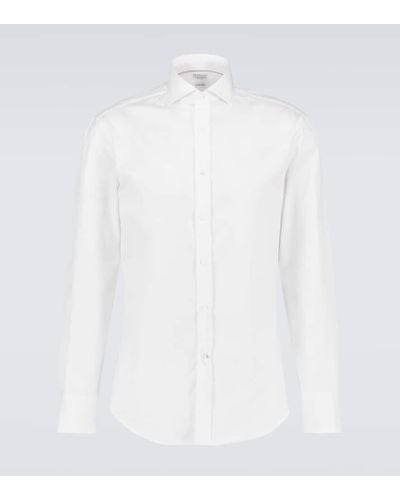 Brunello Cucinelli Camisa de manga larga de algodon - Blanco