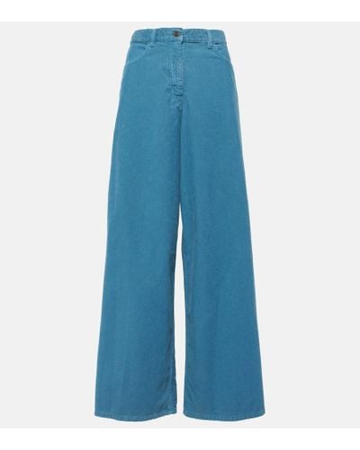 The Row Pantalones anchos Chan de pana de algodon - Azul
