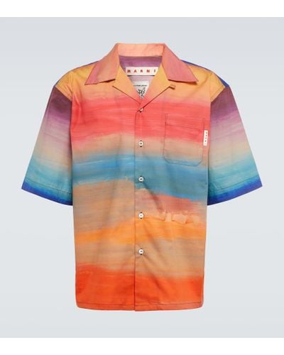 Marni Camisa bowling de algodon degradada - Naranja