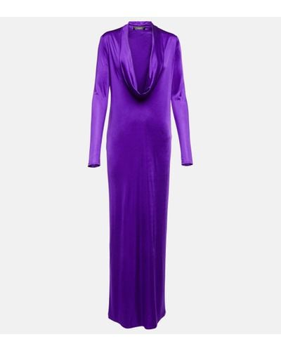 Versace Cowl-neck Maxi Dress - Purple