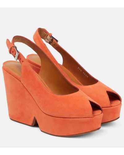 Robert Clergerie Sandali Dylan in suede con plateau - Arancione