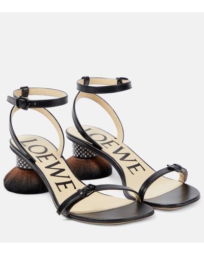 Loewe Sandalias Petal de piel - Negro