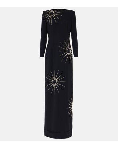 Dries Van Noten Dalista Embroidered Crepe Gown - Black