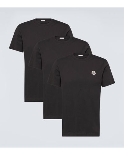 Moncler Set Of 3 Cotton Jersey T-shirts - Black