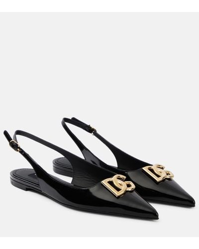 Dolce & Gabbana Slingback Ballet Flats With Dg Logo - Black