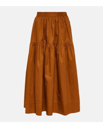 Co. Pleated Tton Maxi Skirt - Brown
