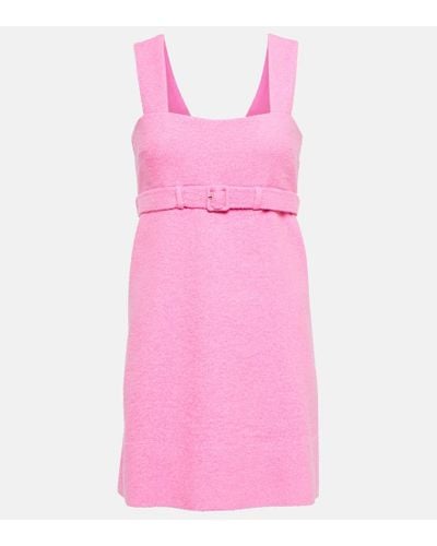 Patou Belted Cotton-blend Tweed Minidress - Pink