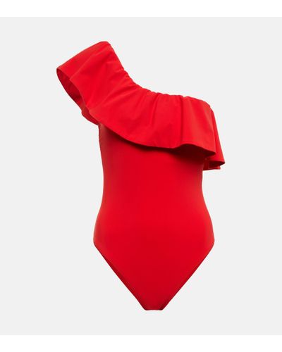 Karla Colletto Ruffle-trimmed One-shoulder Swimsuit - Red