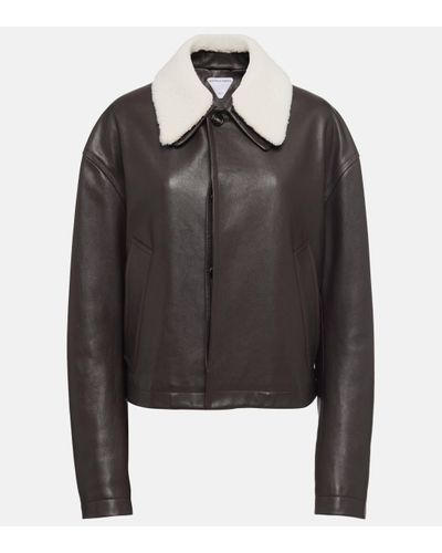 Bottega Veneta Shearling-trimmed Leather Jacket - Black