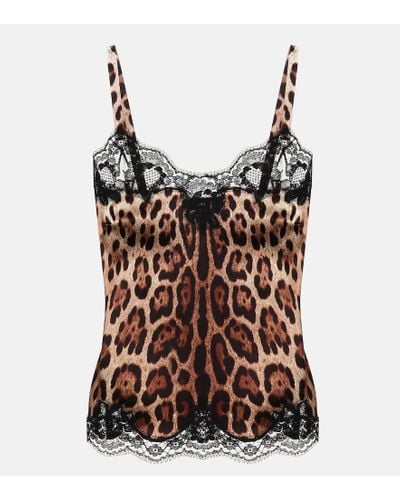 Dolce & Gabbana Camisola con estampado de leopardo - Marrón