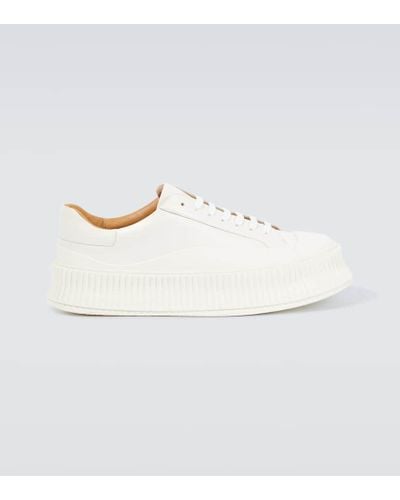 Jil Sander Plateau-Sneakers aus Leder - Weiß