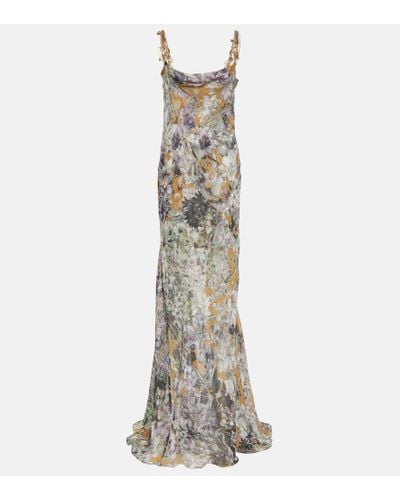 Dries Van Noten Floral Silk Maxi Dress - Multicolor