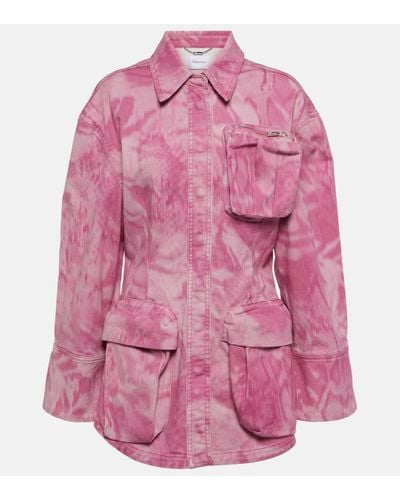 Blumarine Camouflage Denim Cargo Jacket - Pink