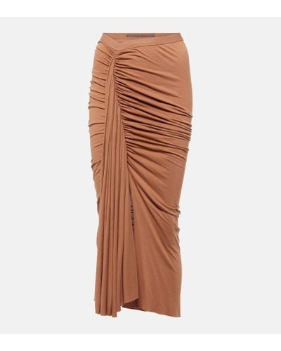 Rick Owens Lilies Ruched Midi Skirt - Brown